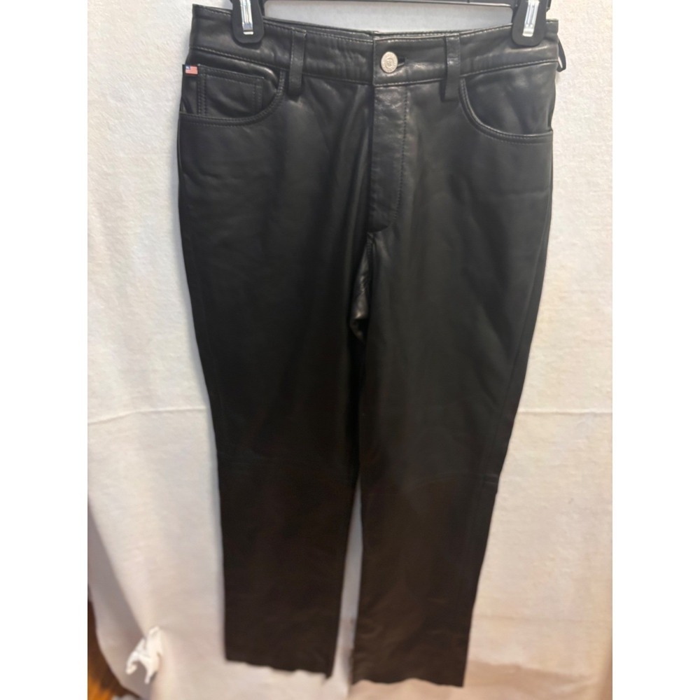Polo Ralph Lauren Black Leather Pants Classic Straight Leg women Size2 27x29